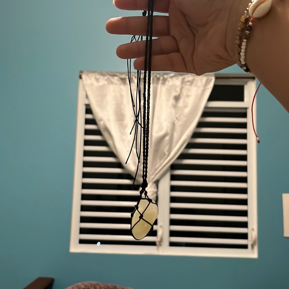 Jade stone homemade necklace w braided necklace